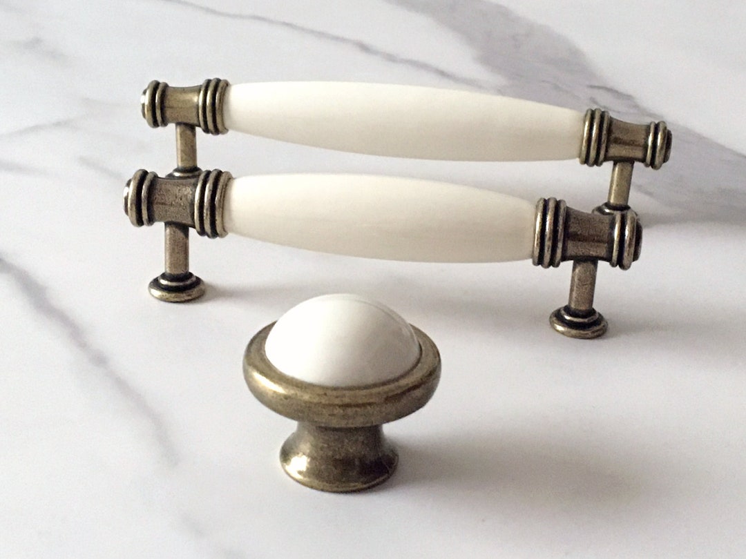 3.75" 5" Cream Cabinet Handle Pull Drawer Knobs Dresser Knob Pulls ...