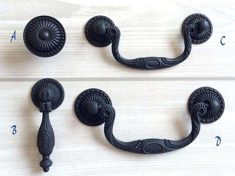 3.4 3.75 Black Dresser Knobs Pulls Drawer Knob Etsy
