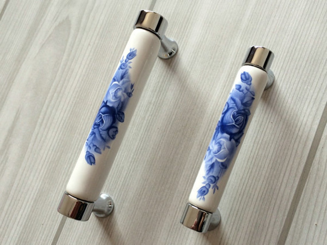 3 3.75 Ceramic Handles Kitchen Pulls White Etsy