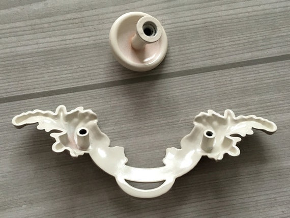 2.5 Shabby Chic Dresser Pull Drawer Pulls Handles White Gold Rustic Kitchen Cabinet Handle Door Knobs Pull French Country 2 12 64 mm