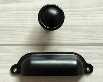 3.5 « 3.75 » 4.75 » Retro Cup Drawer Pull Black Bin Commode Tire Boutons Poignées Shell Cabinet Knob Pulls Door Lynns Hardware 4 3/4 » 89 96 120