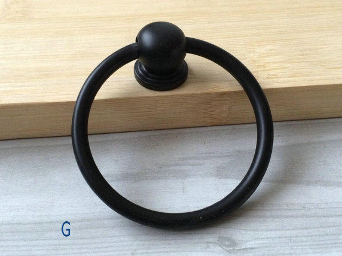 Black Drop Ring Door Knob Pendant Pulls Drawer Knobs Etsy