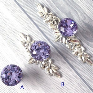 Purple Glass Knobs Dresser Knob Pull Crystal Drawer Knobs Pulls Handle Rhinestone Kitchen Cabinet Door Handle Back Plate Lynns Hardware