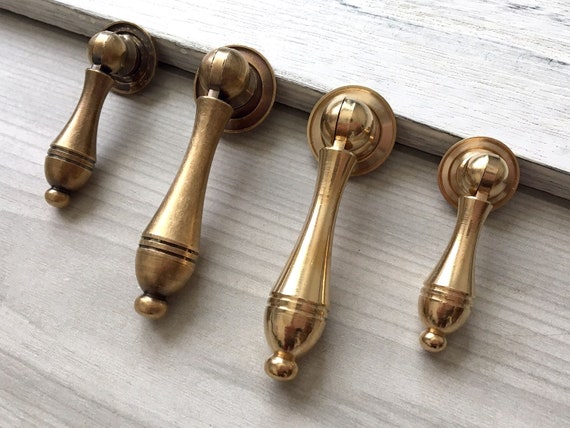Brass Drop Drawer Knobs Dresser Knob, Antique Bronze Kitchen Cabinet Handles