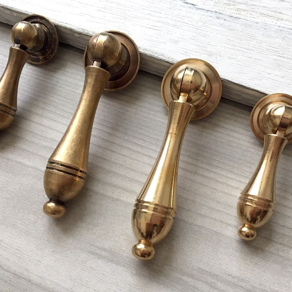 Brass Drop Drawer Knobs Dresser Knob Pulls Handles Antique Bronze Kitchen Cabinet Pulls Handle Retro Pendant Vintage Style Lynns Hardware