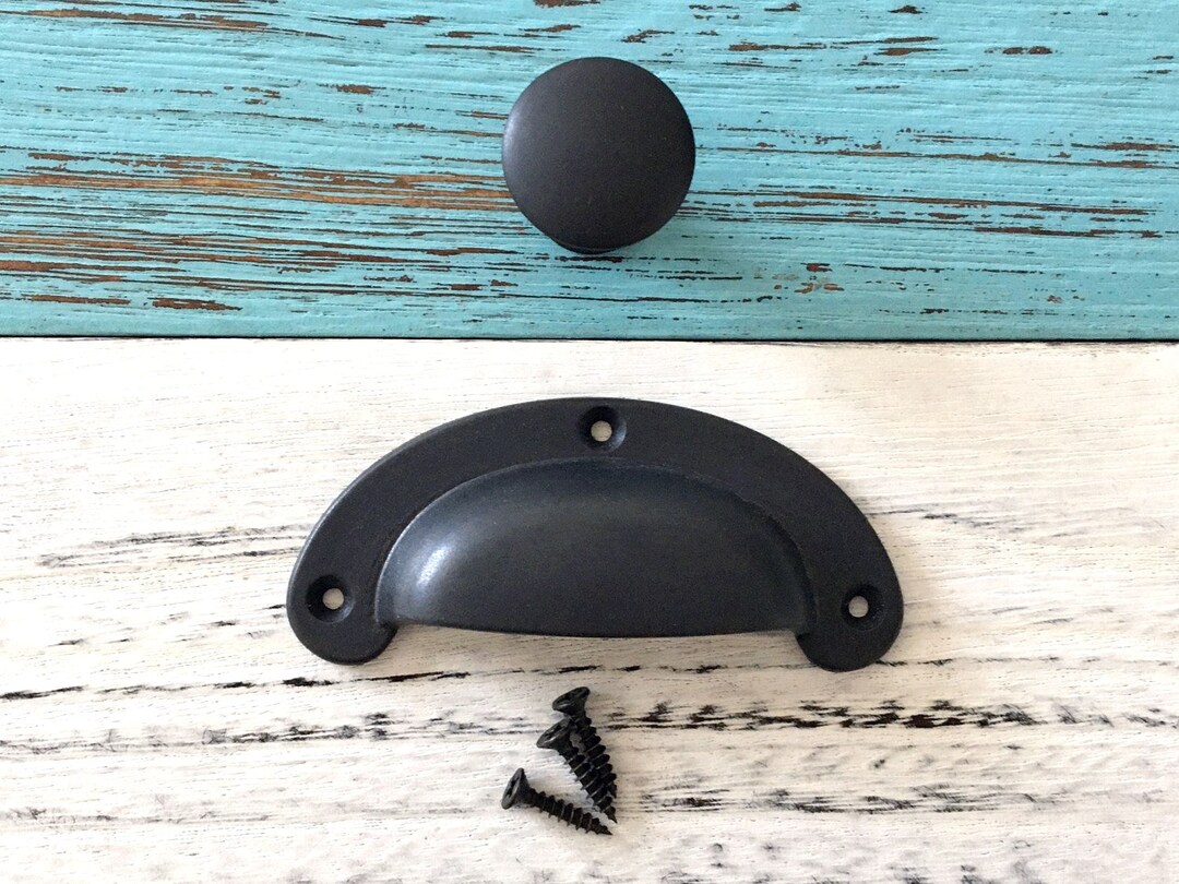 Brass Cup Drawer Pull Handle Antique Black Vintage Style Etsy