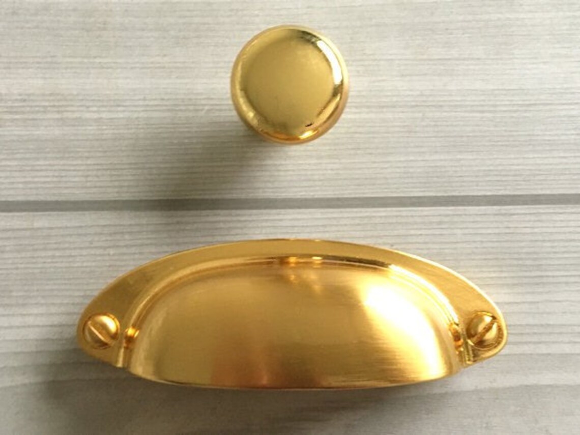 3 1/2 Gold Cup Drawer Pull Door Knobs Pull Etsy