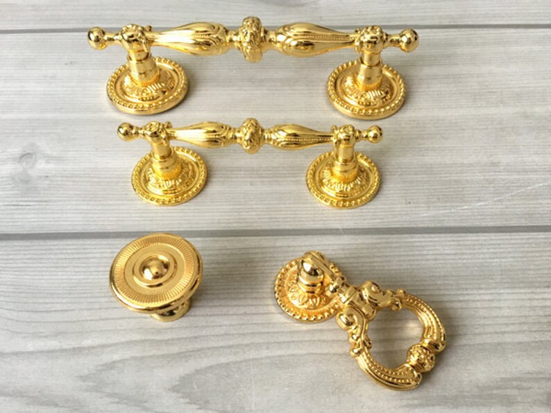 2.5 3.5 Gold Drawer Pull Handles Drop Cabinet Pull Handles Dresser Knob Pulls Handle Vintage Style 2 12 3 12 64 89 mm Lynns Hardware