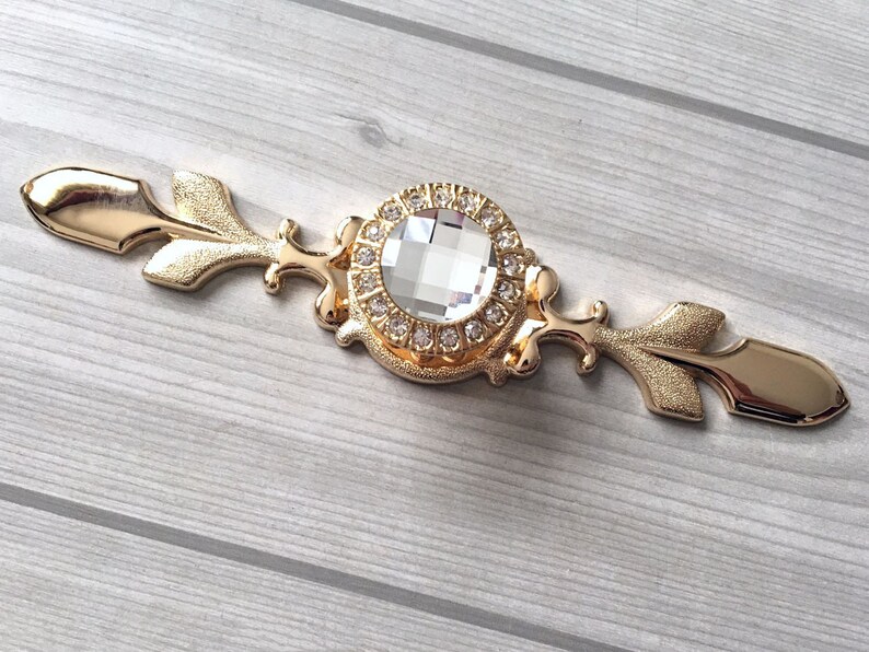 Gold Crystal Drawer Knobs Pulls Handles Glass Knobs Dresser Etsy