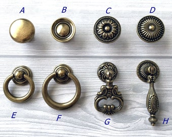 Vintage Style Drawer Knob Drop Ring Pendant Dresser Pull Drawer Knobs Pulls Handles Antique Bronze Rustic Cabinet Knobs Retro Lynns Hardware