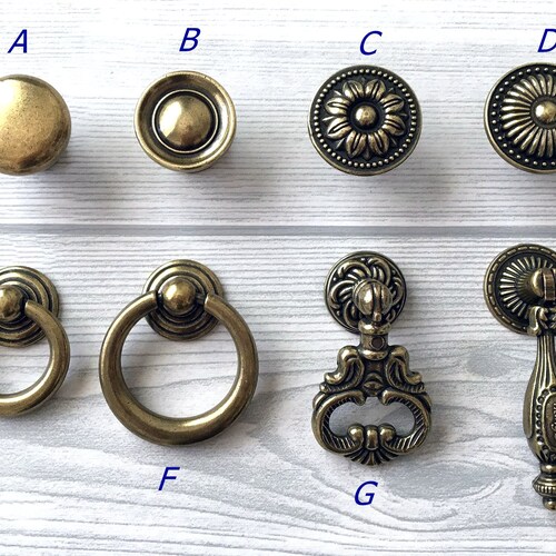 Vintage Look Knob Pull Drawer Knobs Single Pull Antique Bronze Etsy
