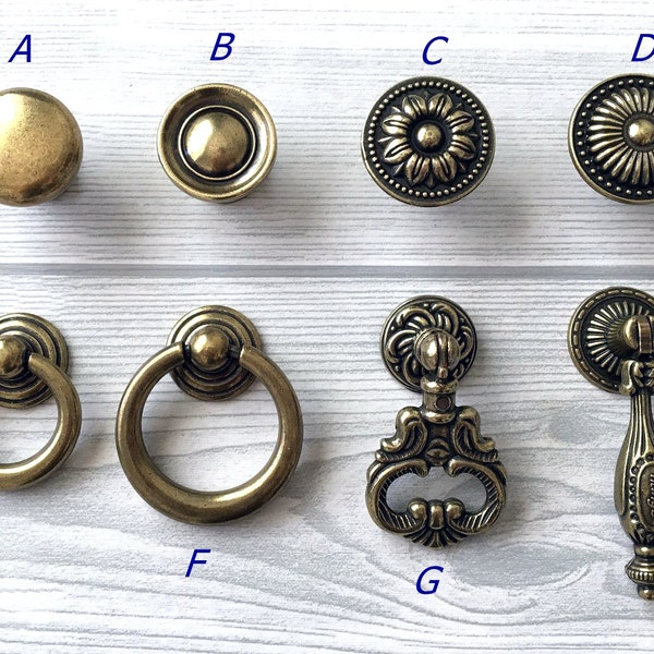 Vintage Style Drawer Knob Drop Ring Pendant Dresser Pull Drawer Knobs Pulls Handles Antique Bronze Rustic Cabinet Knobs Retro Lynns Hardware