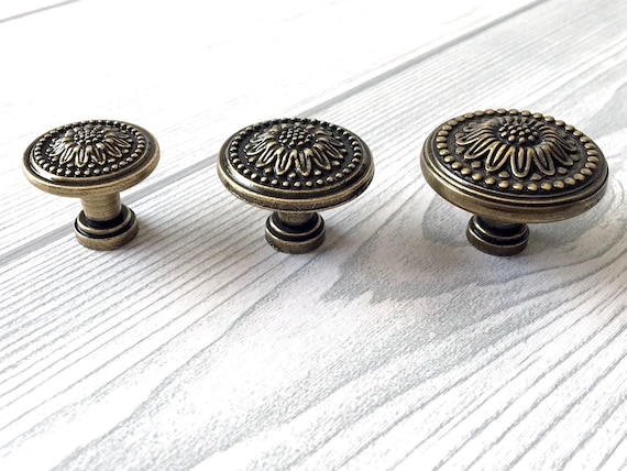 Dresser Knobs Drawer Knobs Pulls Handle Sunflower Antique Etsy