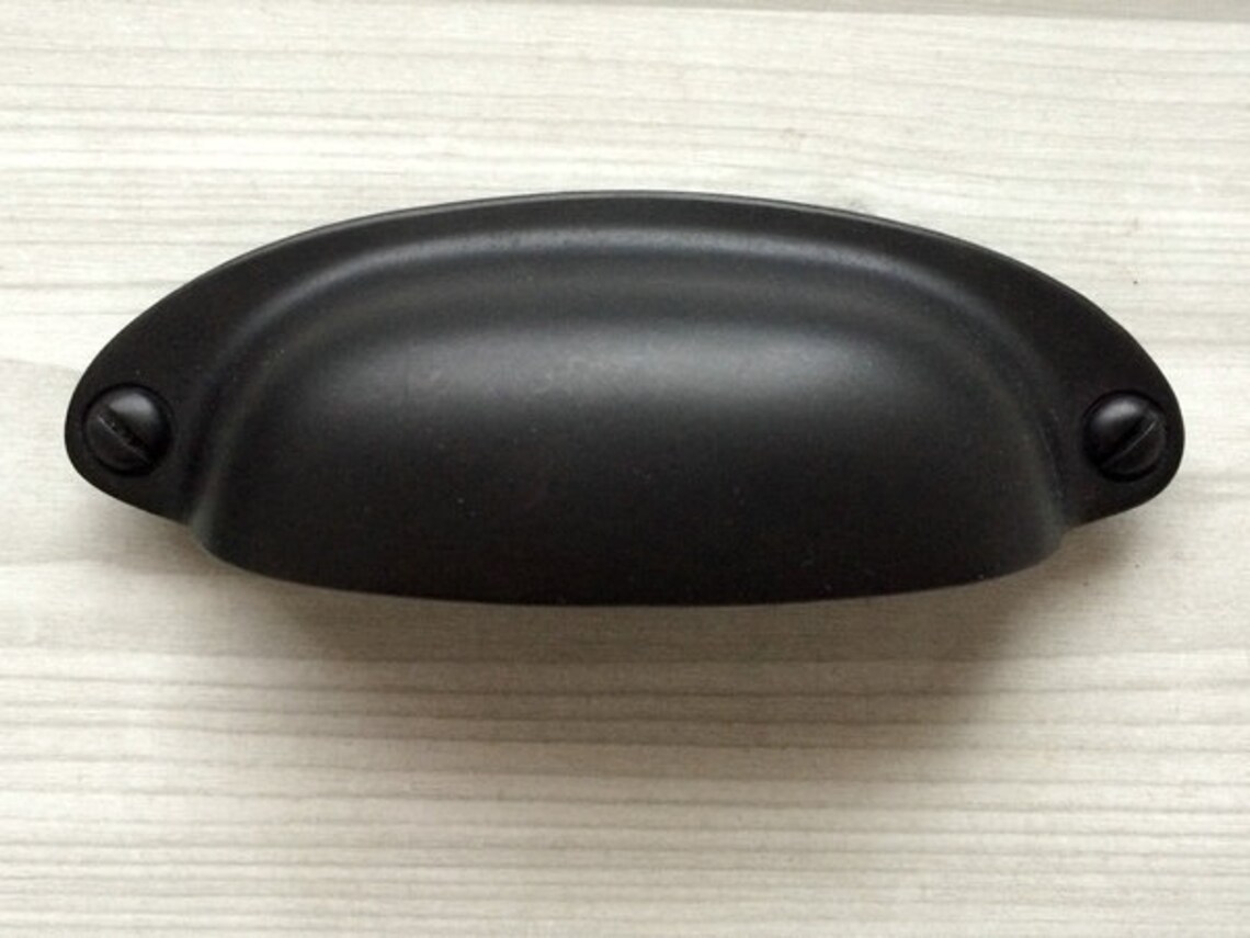 3.5 Black Bin Cup Drawer Pulls Knobs Pull Etsy