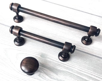 3.5" 6" Oil Rubbed Bronze Cabinet Pull Handle Drawer Knob Pulls Retro Dresser Knobs Handles Solid Retro Kitchen Lynns Hardware Solid 3 1/2"