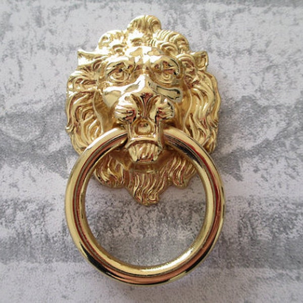 Lion Drawer Pull Knobs Handles Dresser Drop Pulls Silver Chrome Antique Bronze Gold Lion Head Door Knocker Cabinet Knob Vintage Hardware