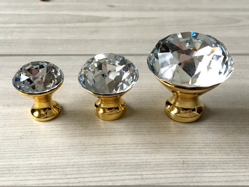 Gold Glass Knobs Crystal Dresser Knob Drawer Knobs Pulls Etsy