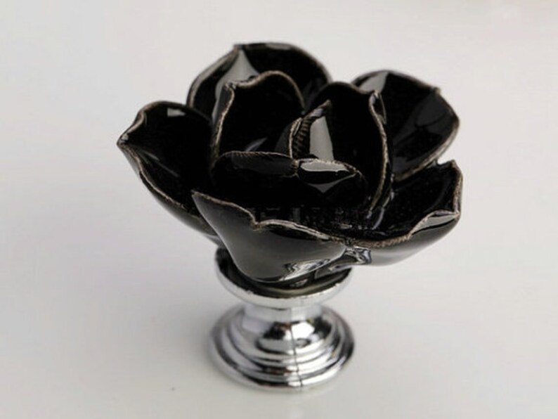 Black Gold Flower Knob Dresser Knobs Drawer Knob Pulls Handles Etsy