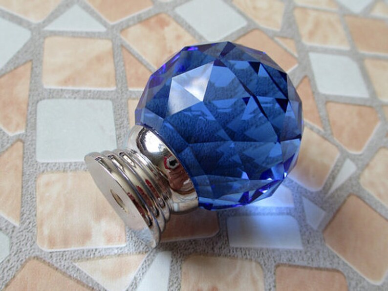Blue Glass Dresser Knobs / Crystal Drawer Knobs Pulls Handles Etsy
