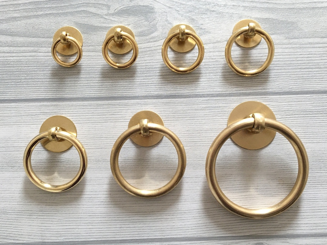 Brass Drop Ring Pull Cabinet Door Knob Dresser Pulls Brass Etsy 日本