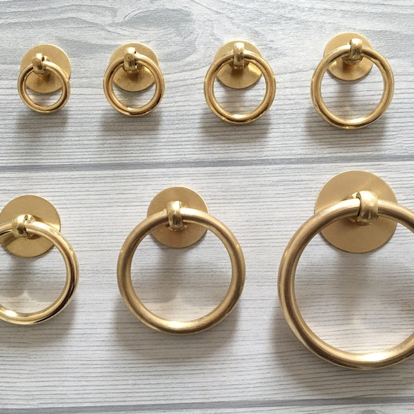 Brass Drop Ring Pull Cabinet Door Knob Dresser Pulls Brass Antique Bronze Rings Drawer Handles Kitchen Cupboard Door Pull Lynns Hardware