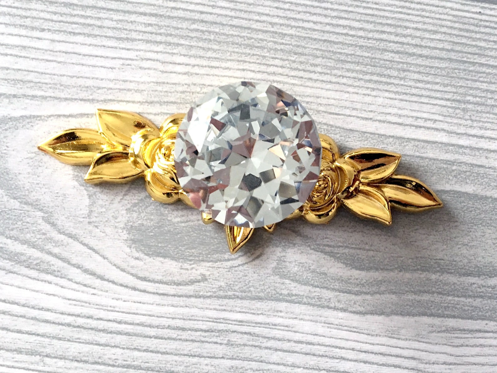 Gold Crystal Drawer Knobs Glass Dresser Knob Pulls Handle Clear