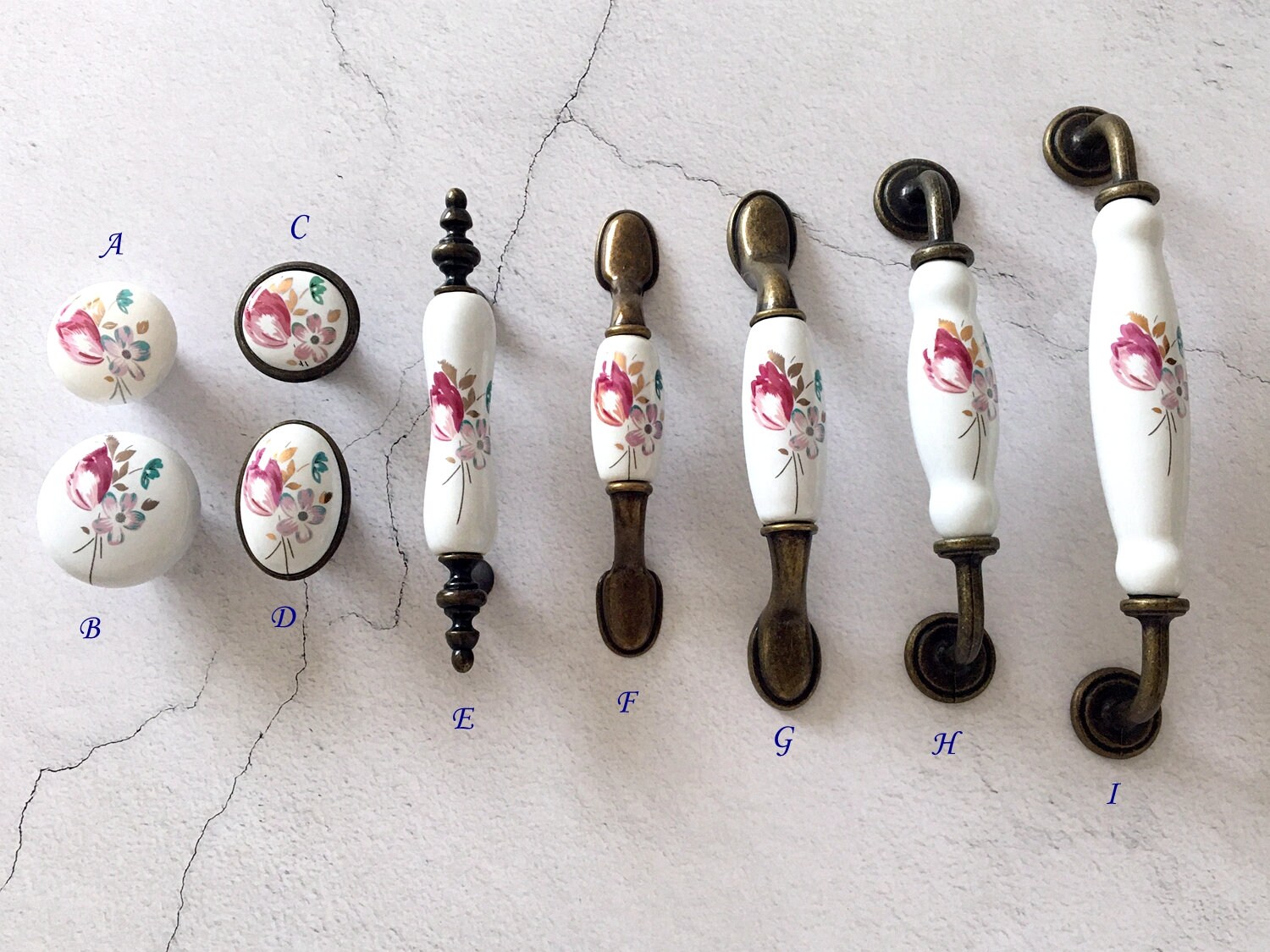 76 96 128 160 mm Blume Schrankgriffe Griffe Möbel Knäufe | Etsy