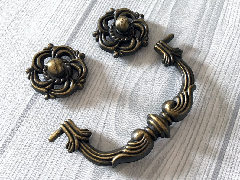 3.5 Drop Bail Handle Antique Bronze Gold Dresser Pulls Drawer Pull Handles Rustic Cabinet Pulls Handle Knobs Lynns Hardware 90 mm 3 12