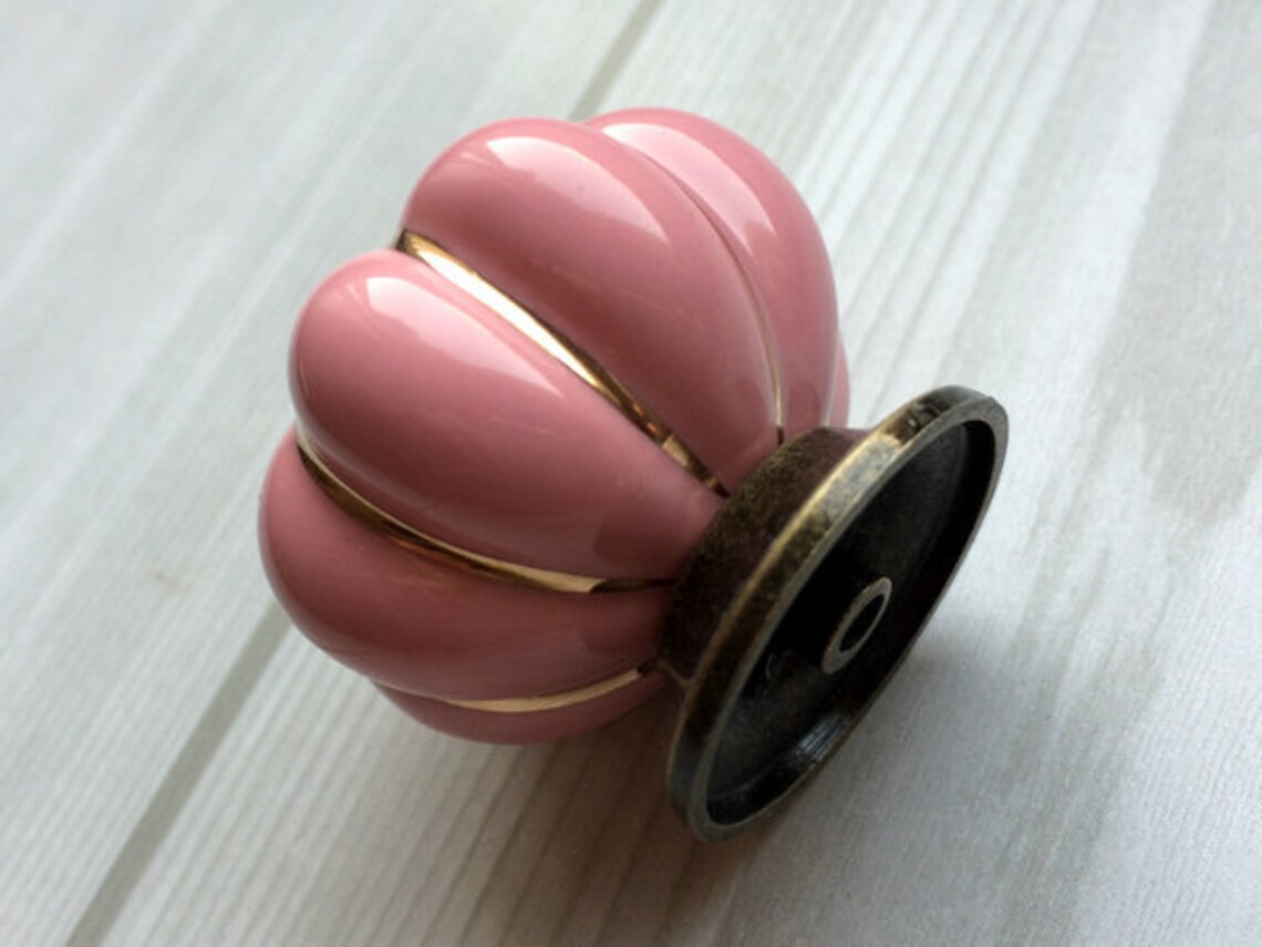 Pink Knobs Pumpkin Knobs Kitchen Dresser Knob Drawer Etsy