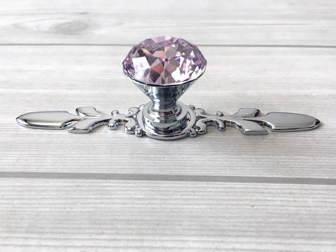 Pink Drawer Knobs Pulls Handles Glass Crystal Knob Dresser Etsy