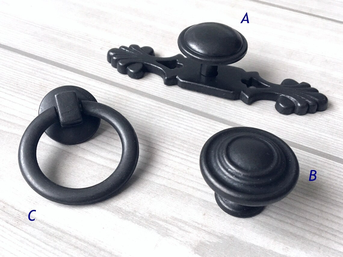 Antique Black Knob Rustic Door Knobs Dresser Knobs Etsy