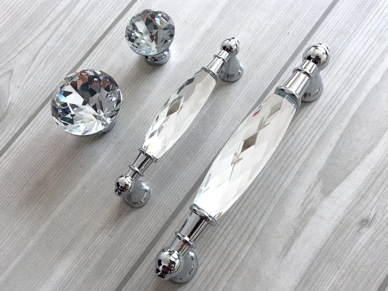 3.75 5 Crystal Drawer Pull Knob Glass Dresser Etsy
