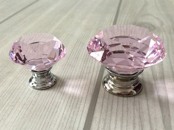 Pink Knob Knobs Glass Knobs Crystal Knob Dresser Knob Drawer Etsy