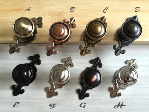 Black Victorian Dresser Drawer Knob Backplate Metal Cabinet Pull Vanity Hardware Black Victorian Dresser Drawer Knob Backplate Metal Cabinet Pull Vanity Hardware