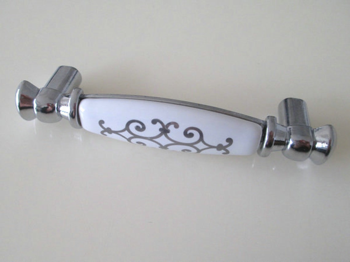 3.75 White Dresser Pulls Drawer Pull Handles Ceramic Etsy