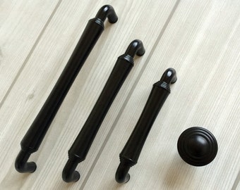 3.75" 5" 6.3" Black Drawer Knobs Pull Handles Dresser Knob Pulls Handles Retro Kitchen Cabinet Door Knob Handle Lynns Hardware 96 128 160 mm