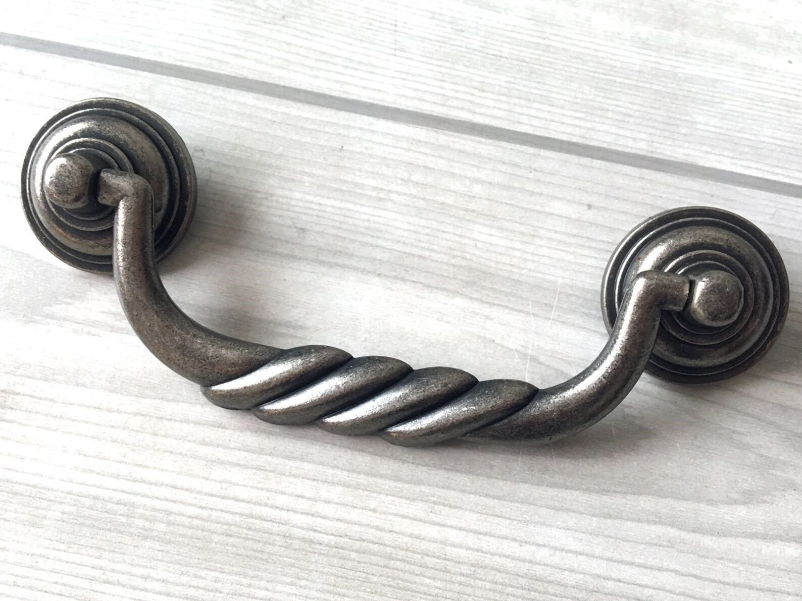4 1/2 Drawer Pull Handles Antique Black Silver Pewter Etsy