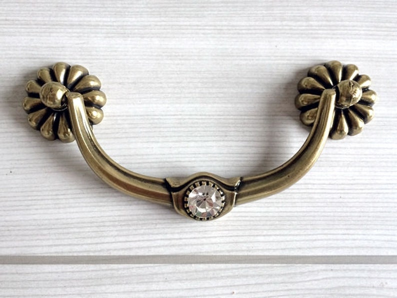 4 CC Drop Drawer Pull Glass Drawer Knobs Crystal Etsy