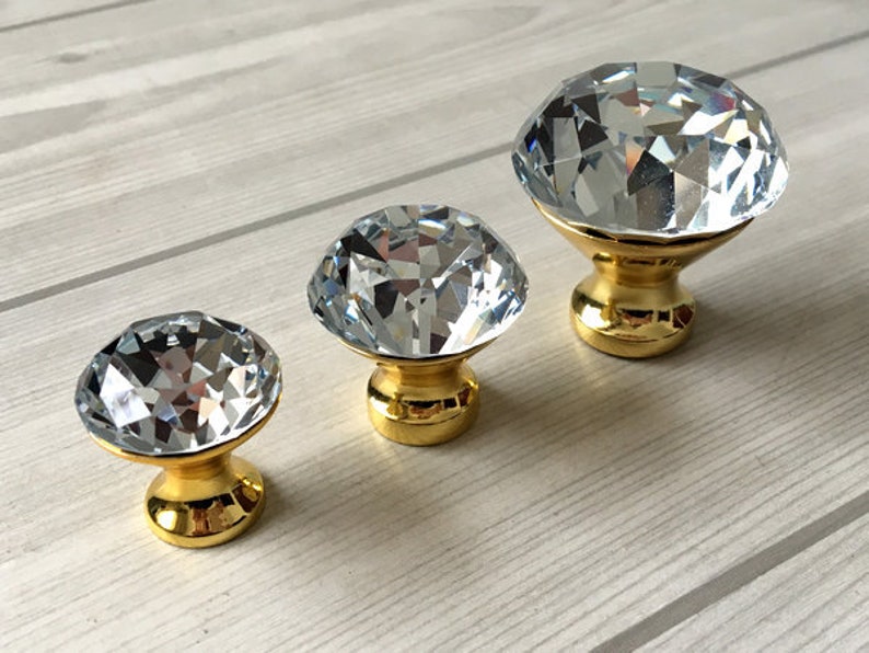 Gold Glass Knobs Crystal Dresser Knob Drawer Knobs Pulls Etsy