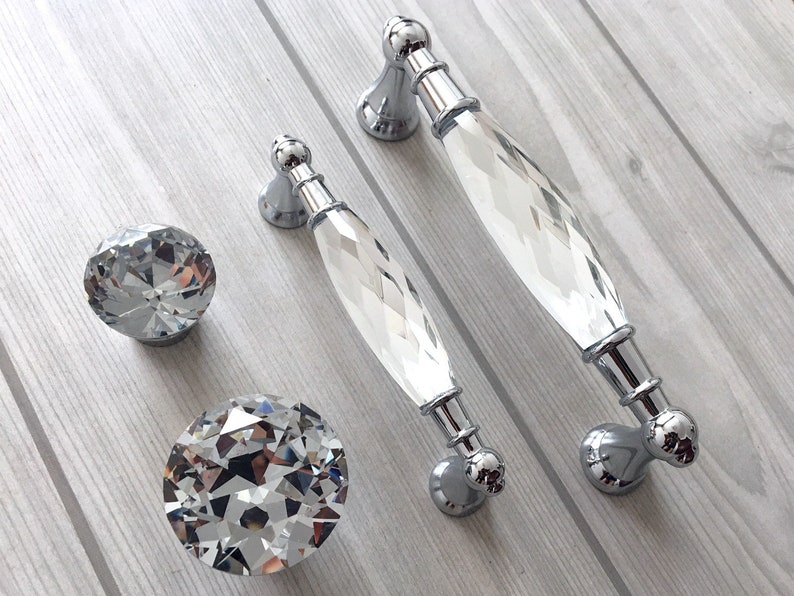 3.75 5 Crystal Drawer Pull Knob Glass Dresser Etsy