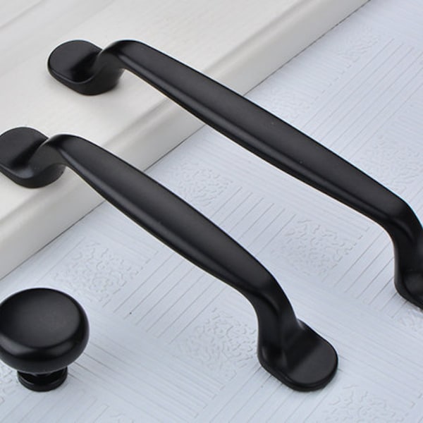 3.75" 5" Cabinet Handle Pull Knobs Door Handles Dresser Knob Handle Drawer Pulls Black Kitchen Handles Solid 96 128 mm Lynns Hardware