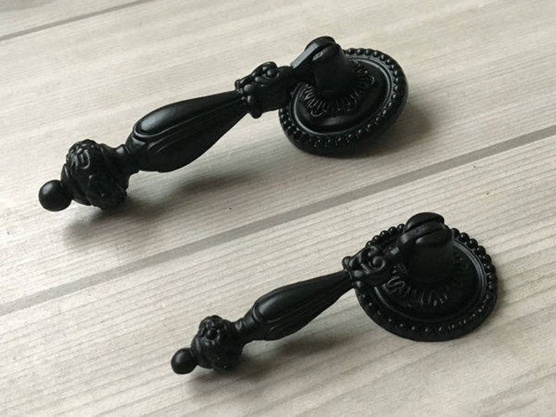 Black Drop Pull Drawer Knob Pull Handles Dresser Pulls Handle Etsy