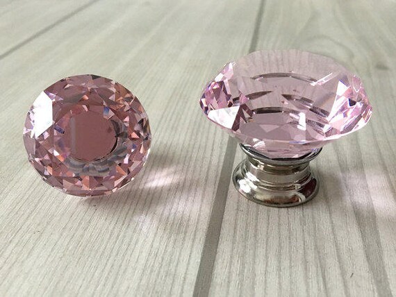 Pink Glass Dresser Knob Pull Crystal Drawer Knobs Pulls Handle Etsy