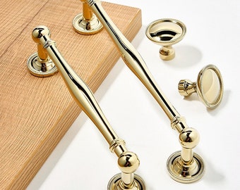 5" 6.25" Brass Cabinet Pulls Handle Dresser Pull Polished Brass Gold Drawer Knob Handles Kitchen Knobs Lynns Hardware Solid Brass 128 160 mm