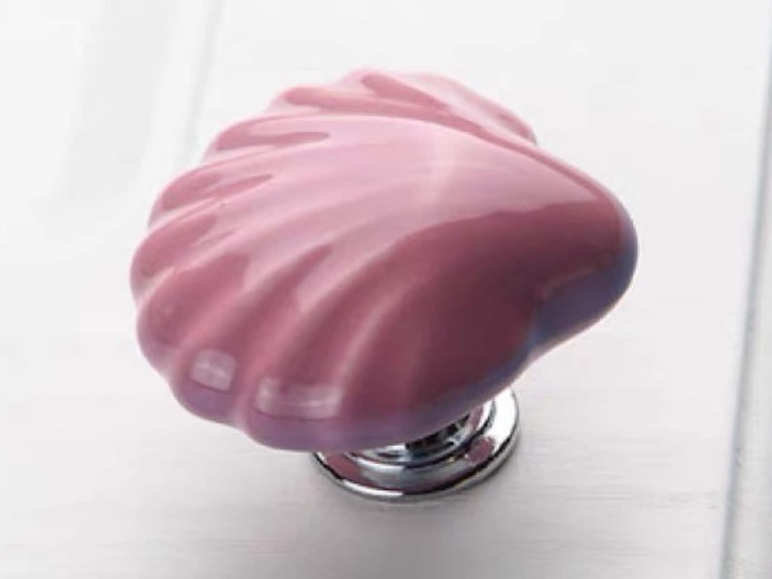 Large Drawer Knobs Shell Dresser Knob White Blue Yellow Pink Etsy