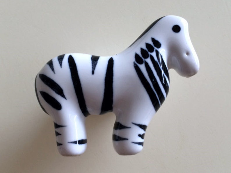 Kids Dresser Knob Drawer Knobs Pulls Handles Ceramic Zebra Etsy