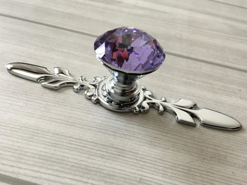 Purple Drawer Knobs Pulls Handles Glass Crystal Knob Dresser Etsy