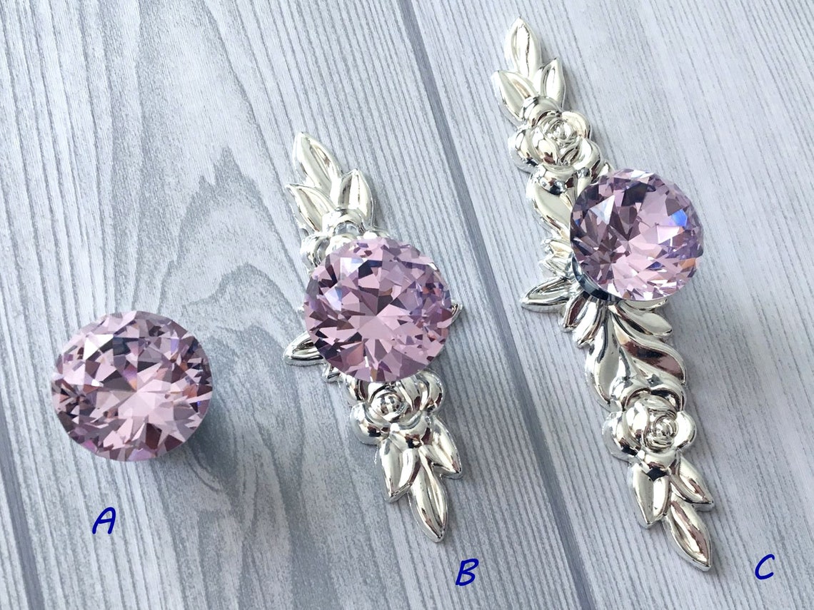 Pink Glass Knobs Dresser Knob Pull Crystal Drawer Knobs Pulls Etsy