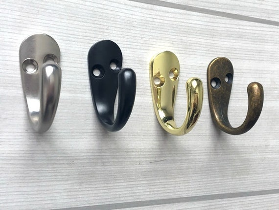 Small Wall Hooks Brass Hook Decorative Hooks Wall Hook Antique Bronze Black  Retro Coat Hangers Rack Hooks Lynns Hardware Versatile Hooks 