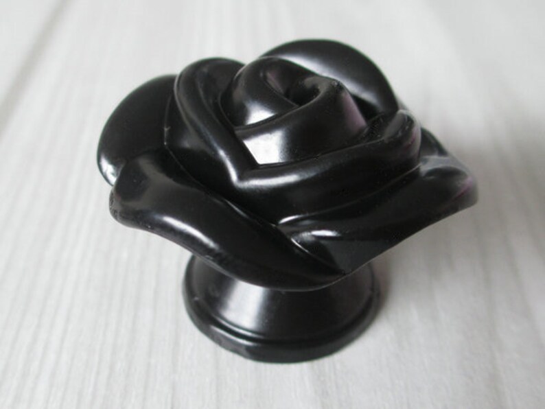 Black Rose Knobs Rustic Dresser Drawer Knobs Pulls Handles / Etsy
